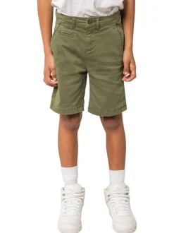 Short chino en coton kaki uni pourvu de multiples poches et d'une coupe droite