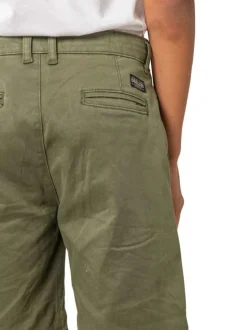 Short chino en coton kaki uni pourvu de multiples poches et d'une coupe droite