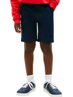 Short Chino en coton marine à coupe droite pourvu de multiples poches