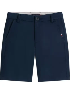 Short Chino en coton marine à coupe droite pourvu de multiples poches