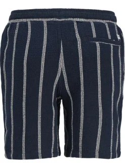 Short chino en coton mélangé marine orné d'un motif à rayures