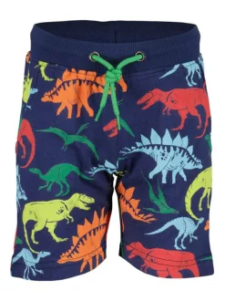 Short de jogging en coton marine avec un imprimé dinosaure multicolore
