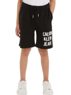 Short de jogging en coton régénératif mélangé noir avec une coupe relaxed