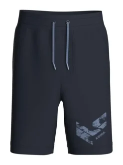 Short de jogging marine uni avec une coupe droite et ajustable à la taille