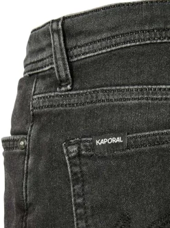 Short en coton anthracite uni avec une coupe droite et des passants