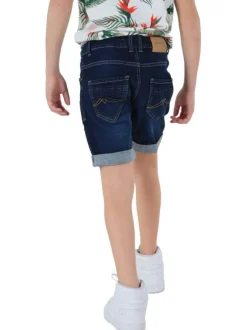 Short en coton brut effet délavé avec une coupe droite et 5 poches