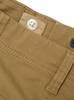Short en coton camel uni avec une coupe cargo et plusieurs poches