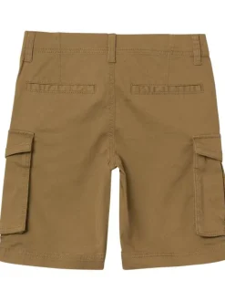 Short en coton camel uni avec une coupe cargo et plusieurs poches
