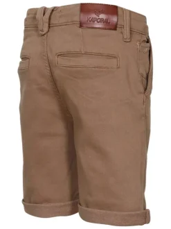 Short en coton camel uni avec une coupe droite et des passants