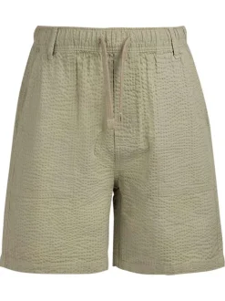 Short en coton kaki à coupe droite pourvu d'une taille élastiquée