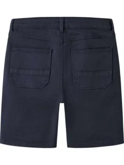 Short en coton marine uni pourvu d'une coupe droite et d'une taille ajustable