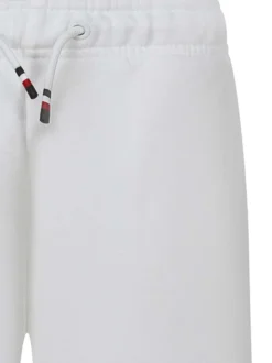 Short en coton mélangé blanc uni avec une coupe droite et une taille élastiquée