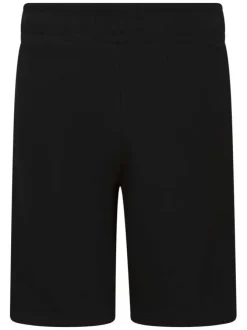 Short en coton mélangé noir uni avec une coupe droite et une taille élastiquée