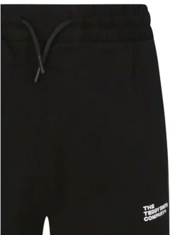 Short en coton noir à coupe droite pourvu d'une taille élastiquée