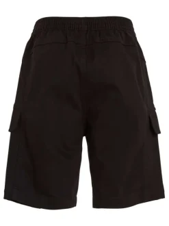 Short en coton noir uni avec une coupe cargo et une ceinture élastiquée