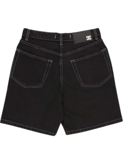 Short en coton noir uni pourvu de multiples poches et d'une coupe baggy