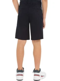 Short en coton régénératif marine uni avec une coupe chino et poches arrières