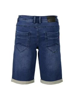 Short en jean effet délavé pour garçon indigo en coton coupe droite