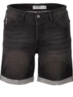 Short en jean gris pour garçon avec effet délavé coupe droite