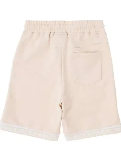 Short Jogging beige uni avec une coupe droite et un logo brodé