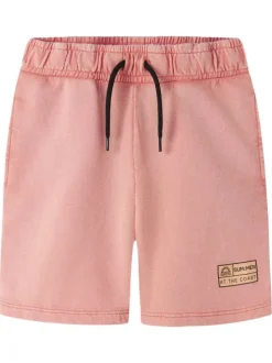 Short jogging en coton biologique corail uni pourvu d'une coupe droite