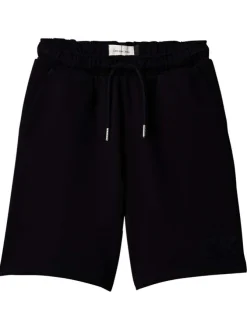 Short jogging en coton biologique noir uni avec une coupe droite