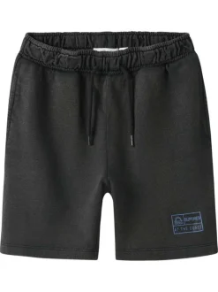 Short Jogging en coton biologique anthracite imprimé avec une coupe droite