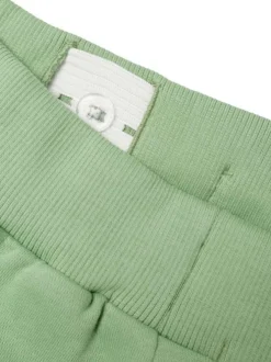 Short jogging en coton mélangé vert d'eau uni avec une taille élastiquée