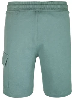 Short jogging en coton vert d'eau uni à coupe regular fit et à taille élastiquée