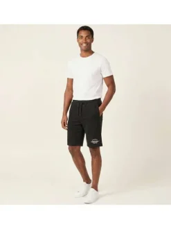 Short jogging noir uni avec une coupe droite et une taille élastiquée