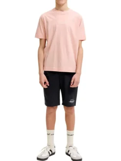 Short jogging noir uni avec une coupe droite et une taille élastiquée