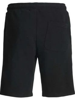 Short jogging noir uni avec une coupe droite et une taille élastiquée