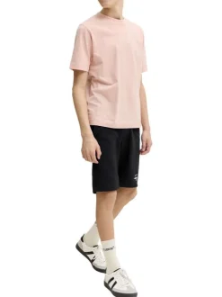 Short jogging noir uni avec une coupe droite et une taille élastiquée