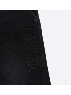 Short anthracite en coton effet délavé avec une coupe tapered et lien