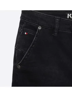 Short anthracite en coton effet délavé avec une coupe tapered et lien