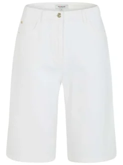 Short bermuda en coton blanc uni avec une coupe droite et de multiples poches