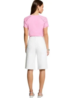 Short bermuda en coton blanc uni avec une coupe droite et de multiples poches