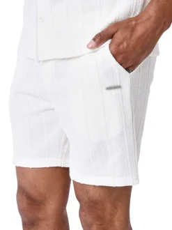 Short blanc uni en maille épaisse avec une coupe regular fit