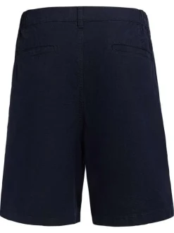 Short bleu foncé à coupe droite pourvu d'un cordon de serrage à la taille