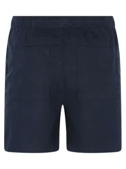 Short bleu foncé uni pourvu d'une coupe droite et d'une taille élastiquée