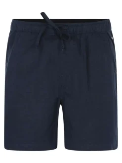 Short bleu foncé uni pourvu d'une coupe droite et d'une taille élastiquée