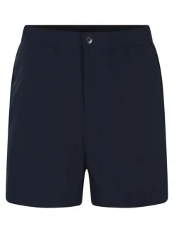 Short bleu marine uni avec une coupe droite et une taille élastiquée