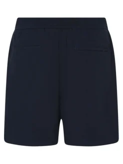 Short bleu marine uni avec une coupe droite et une taille élastiquée