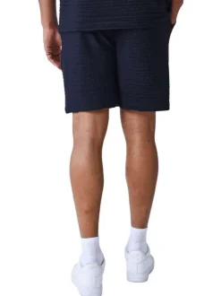Short bleu marine uni à coupe regular fit avec un touché texturé
