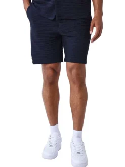 Short bleu marine uni à coupe regular fit avec un touché texturé