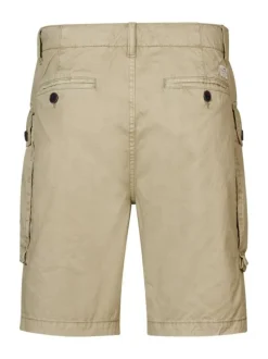 Short cargo avec 6 poches beige unies avec 5 boutons marrons