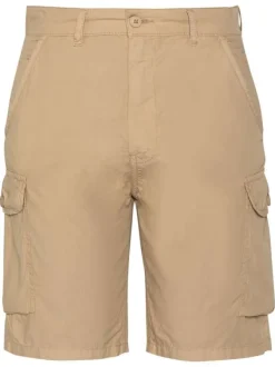 Short cargo en coton beige à coupe droite pourvu de multiples poches