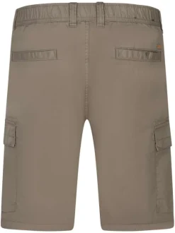 Short cargo en coton beige uni avec cordon de serrage coupe regular fit