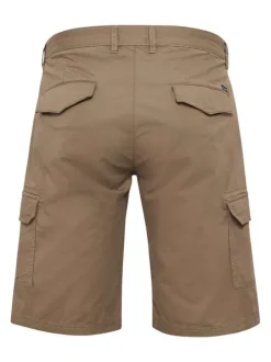 Short cargo en coton beige uni avec une coupe regular fit et des poches à rabat