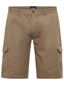 Short cargo en coton beige uni avec une coupe regular fit et des poches à rabat